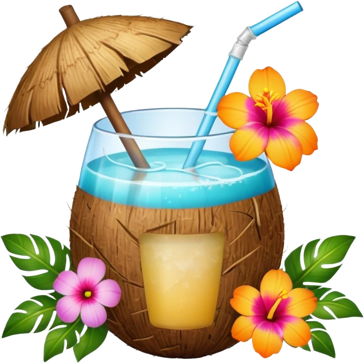 conut drink with flowers emoji