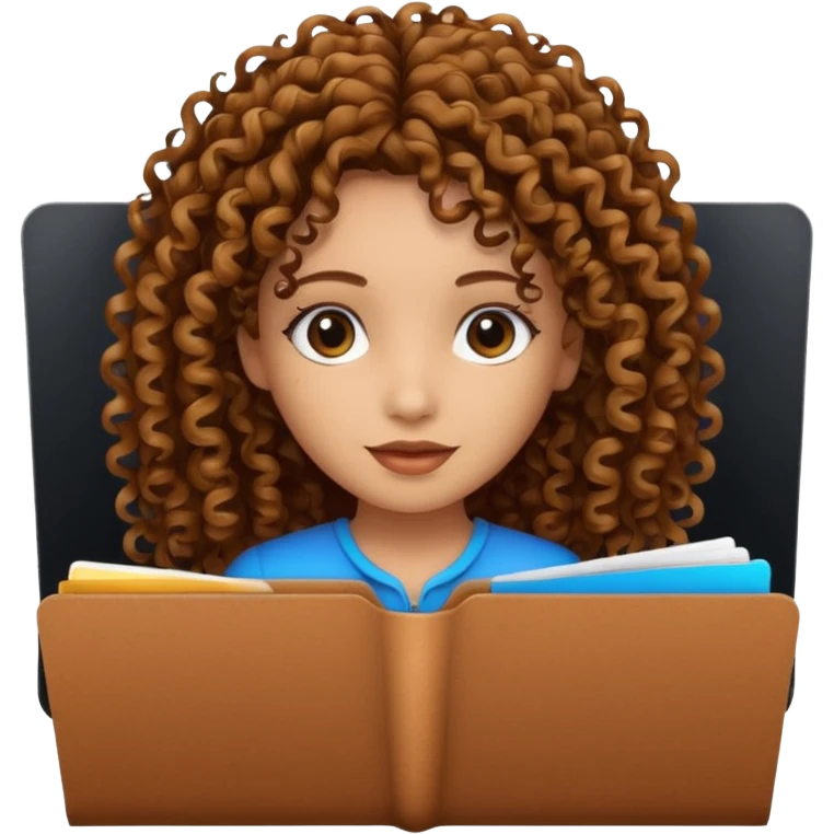 black transparent folder with a canela skin girl with curly hair logo  emoji