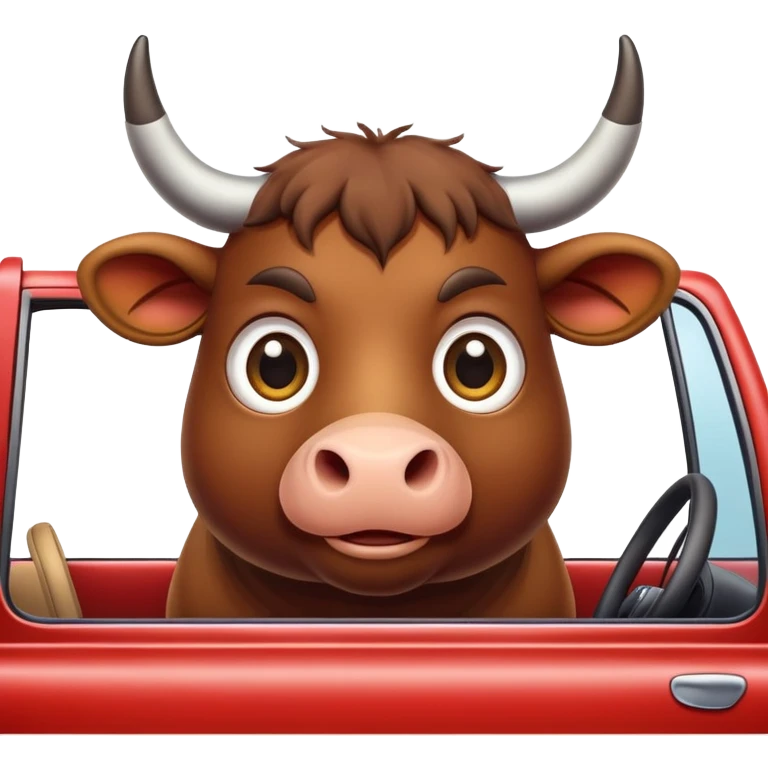 Ox sitting in the car emoji