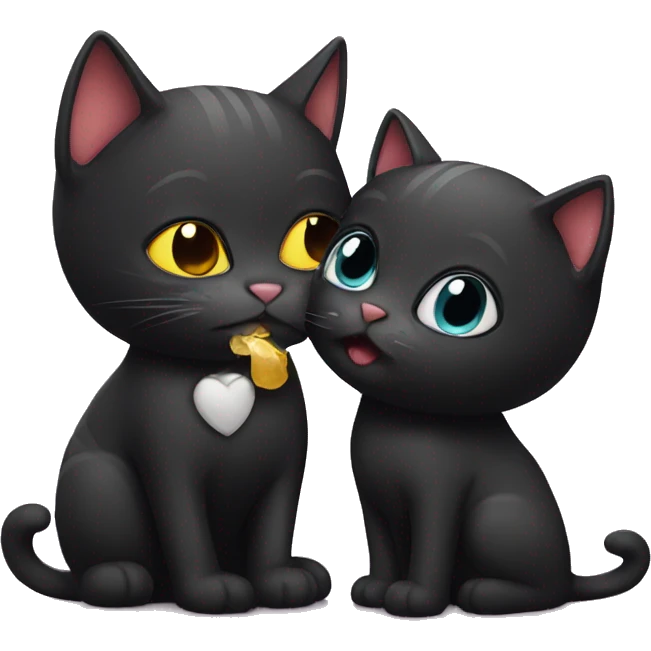  Black cat and kiss emoji