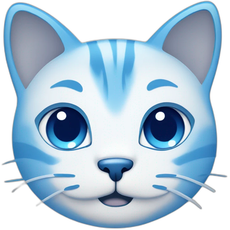 Blue simplistic sketch of a cute cat face emoji