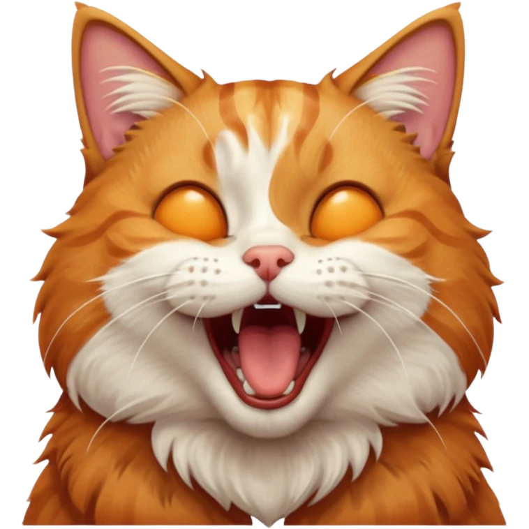 A high-resolution photo-realistic digital illustration of a solid ginger tabby cat, head titled up yawning emoji