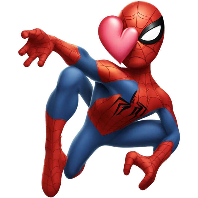 Spider-Man carrying a heart emoji