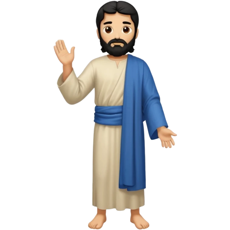 fullbody, head-to-toe, Jesus's apostle Thomas, black hair and black beard, normal emoji style, arms down emoji
