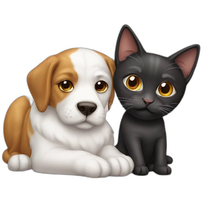 Cat on dog emoji