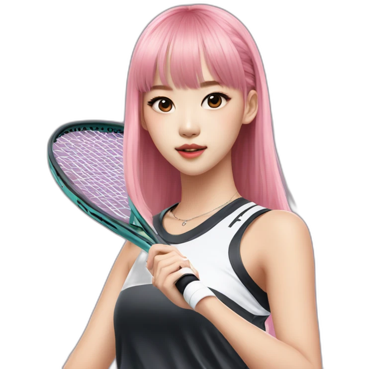Lalisa of blackpink playing tennis emoji