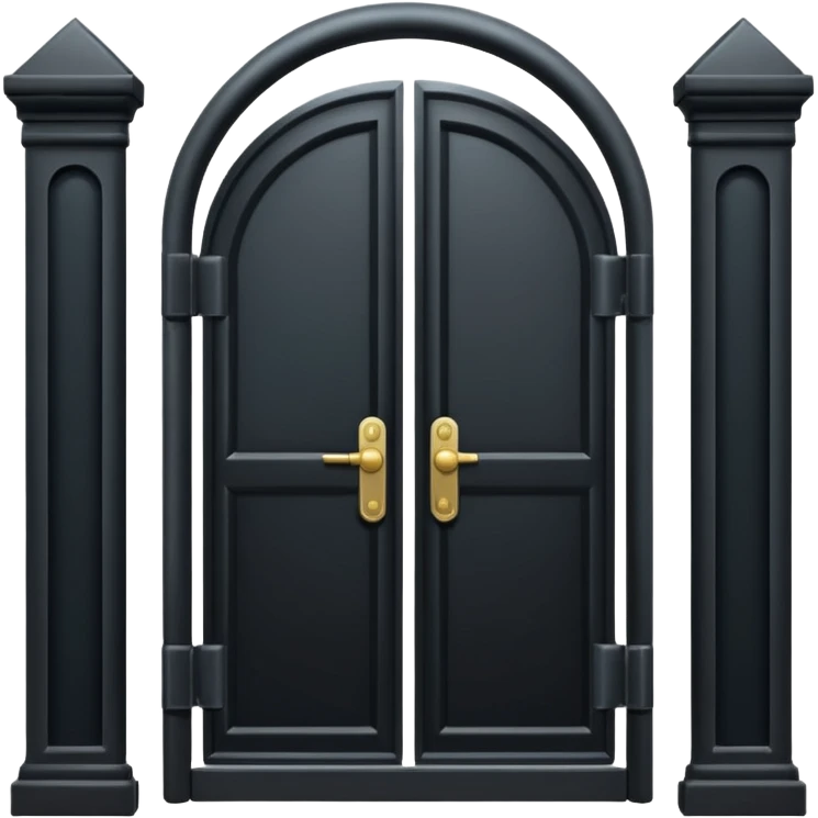 iOS emoji, minimal dark gate, sealed door, flat design emoji