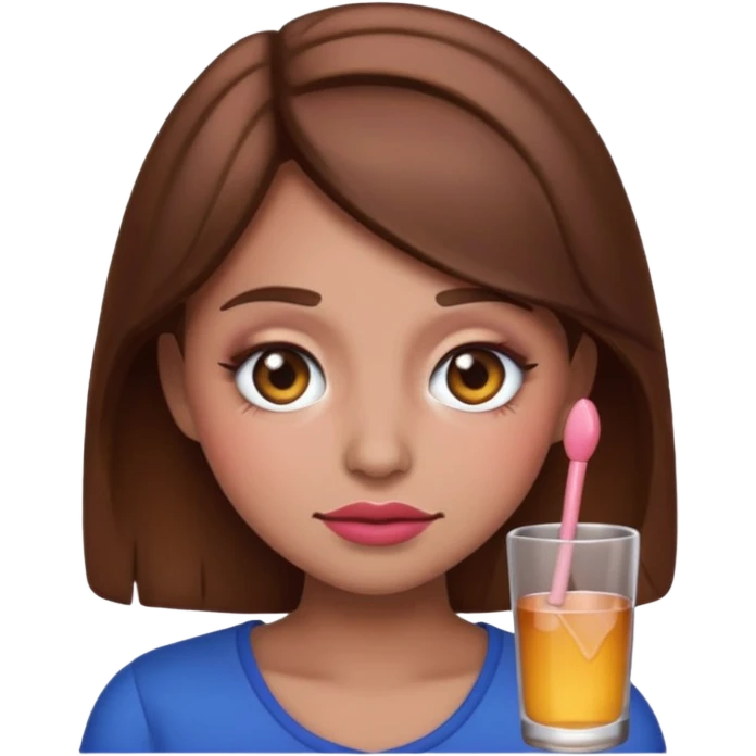 “Emoji girl, drunk blush makeup, brown hair emoji