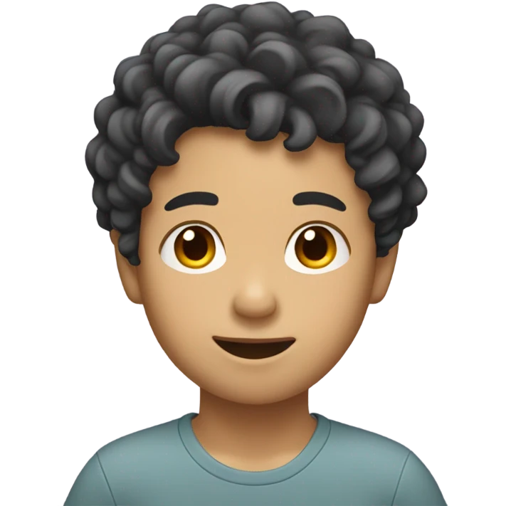 Asian boy with curly hair emoji