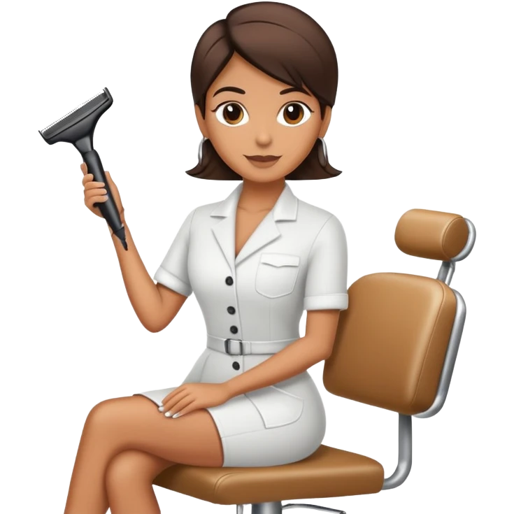 Hispanic hairstylist behind styling chair emoji