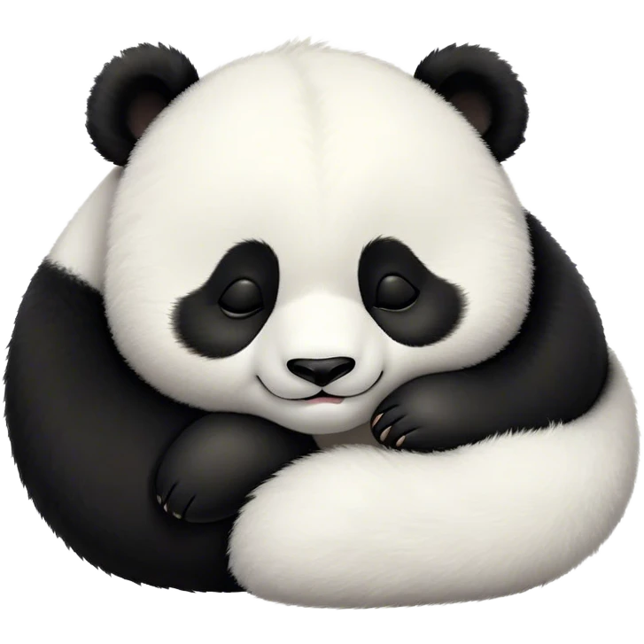 Meme-Worthy Cute Sleeping Baby Panda Portrait Emoji, Head resting peacefully with a contented smile, showcasing a tiny, irresistibly fluffy build and a luxuriously soft black and white Fur, eyes shut in a serene, restful nap, Simplified yet hilariously adorable features, highly detailed, glowing with a soft, drowsy light, high shine, relaxed and utterly lovable, stylized with an air of playful laziness, bright and heartwarming, soft glowing outline, capturing the essence of a comically sleepy baby panda, so meme-worthy it feels like it could instantly become the next viral sensation of adorable slumber! emoji