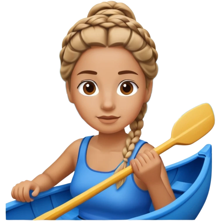canoë bleu avec une femme qui a une tresse dans les cheveux emoji