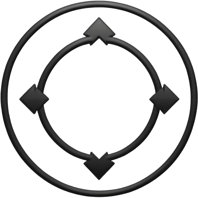 Minimalistic flat vector icon, iOS style, thin black contour on white background. Circular arrows forming an infinite loop, symbolizing Agile process. Clean, no text, no shadows.
 emoji