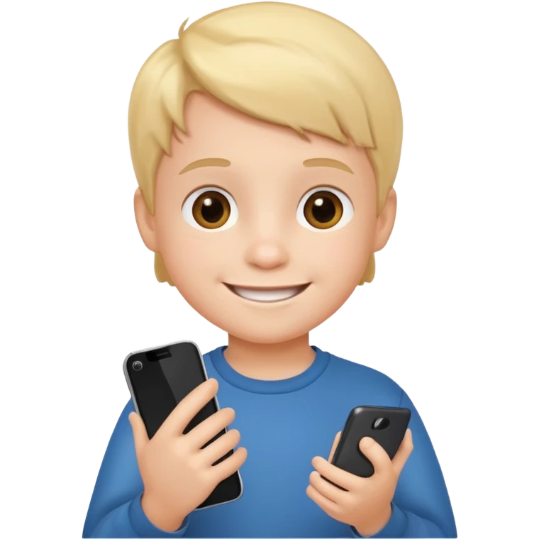 little kid with phone emoji