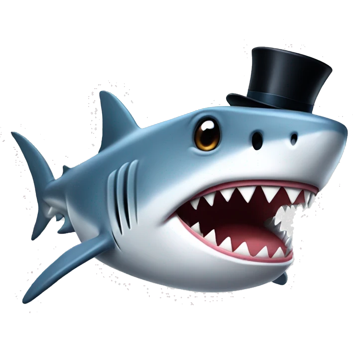 Shark with a top hat emoji
