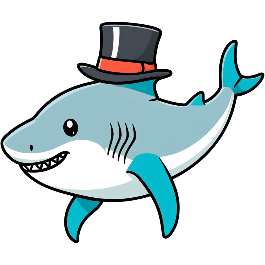 Shark with a top hat emoji