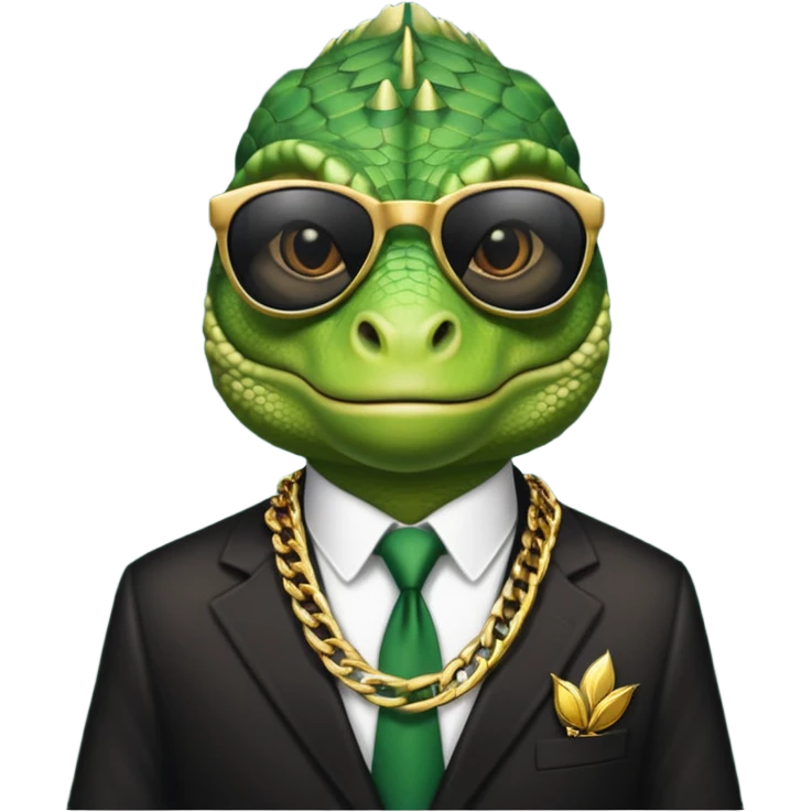 capitalist iguana banker godfather with black sunglasses emoji
