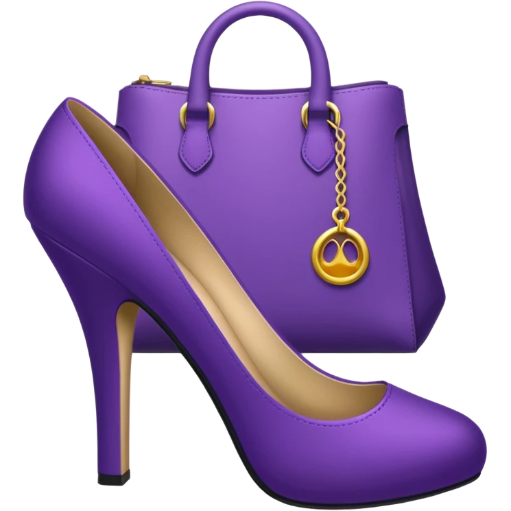 royal purple heels, cosmetics and bag emojis emoji
