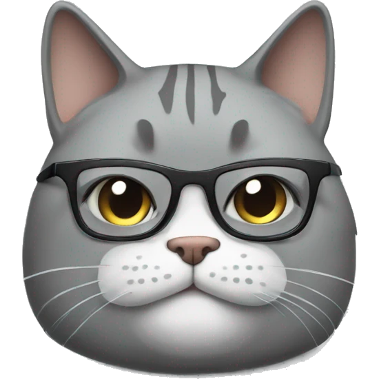 Hipster gray fat cat  emoji