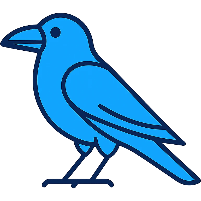 blue raven, modern, clean, iconic style emoji
