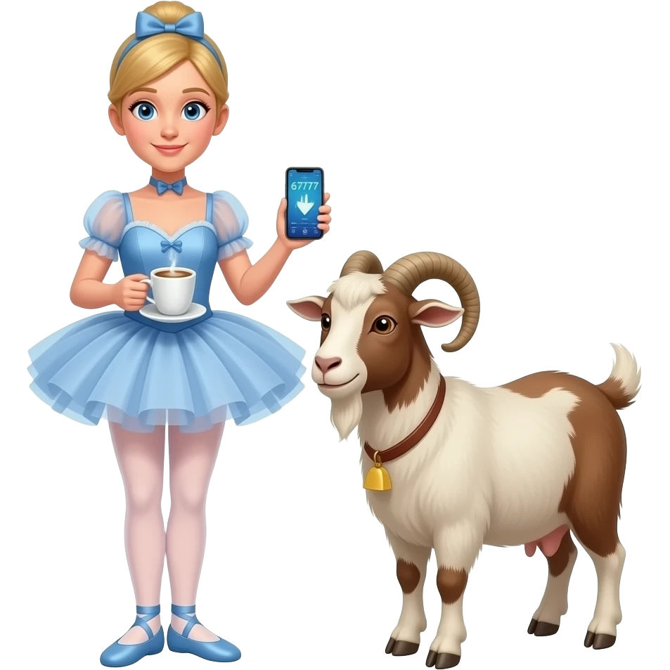 tung tung tung sahur with ballerina cappuccina saying 67777 goat emoji