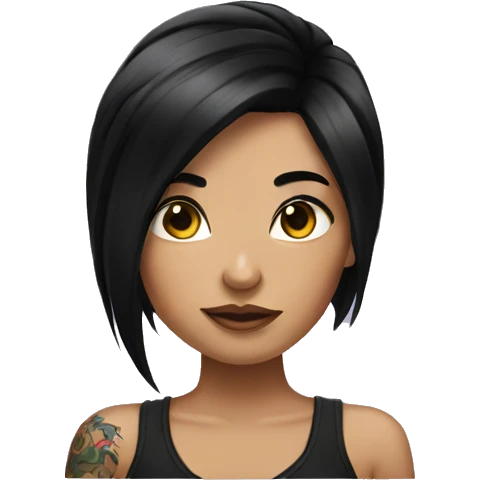 Tattooed girl with black hair emoji
