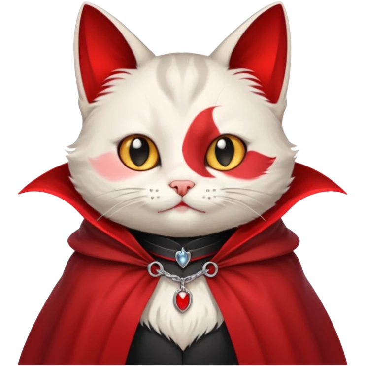 {
      "type": "object",
      "look": "cat in red collar cloak",
      "description": "a cute vampire cat wearing a red collar cloak"
    } emoji