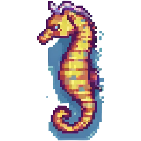 retro and blocky seahorse in pixel art style emoji
