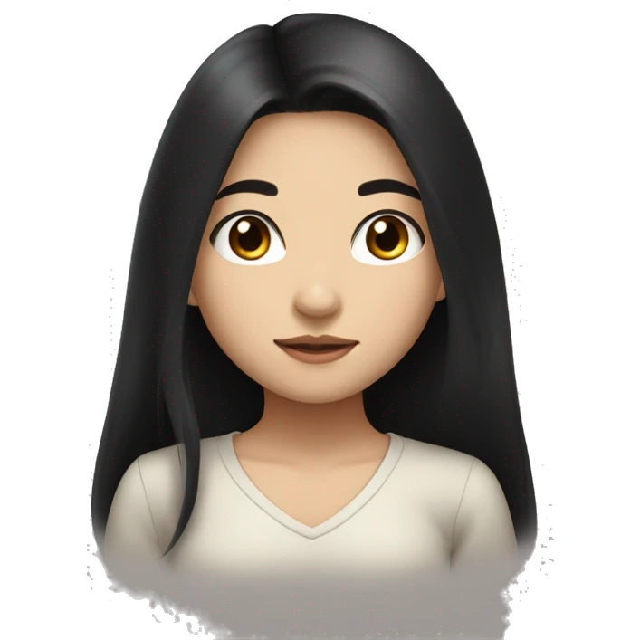 asian girl with long black hair and dark hazel eyes emoji