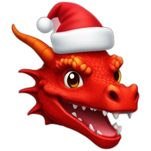 red dragon head with christmas hat emoji
