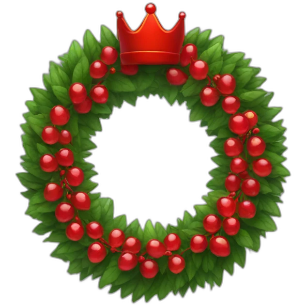 red crown wreath with a red water drop on the inside of the wreath emoji