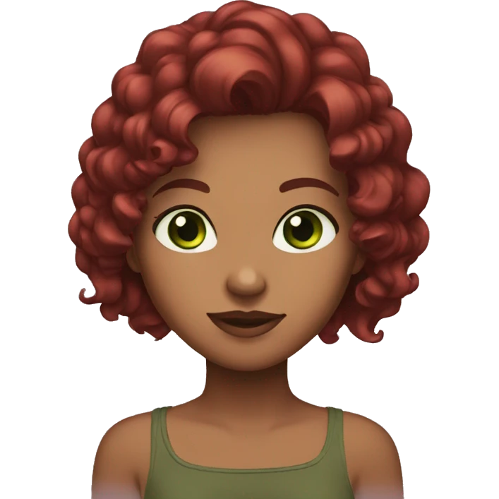 Brown skin dark red hair green eyes emoji