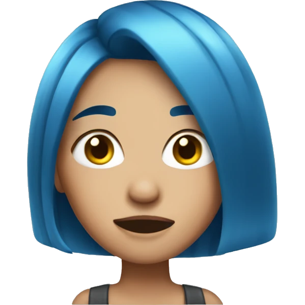Sarcastic blue hair girl emoji
