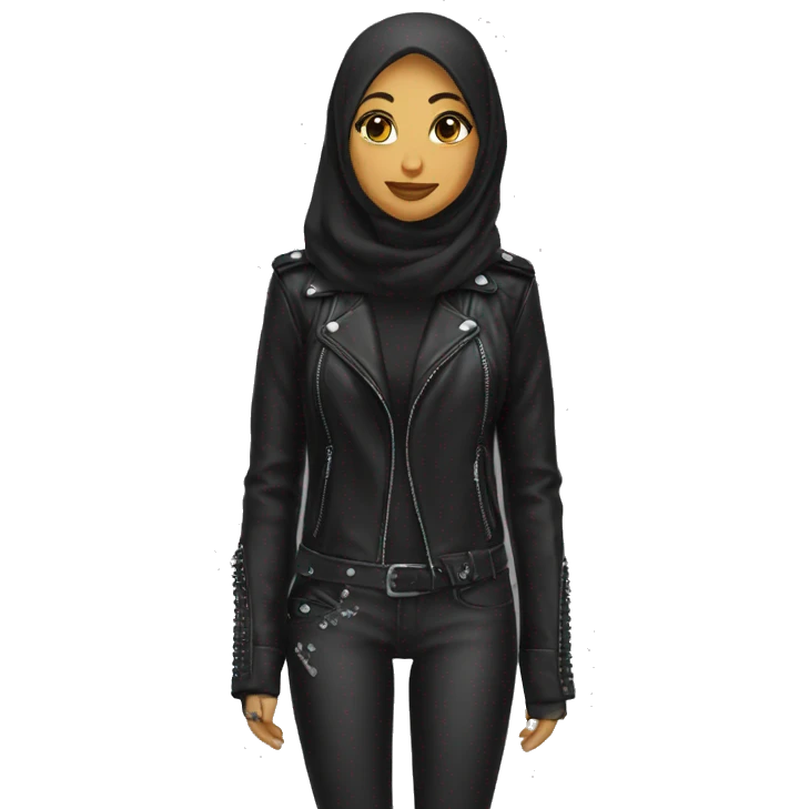 Punk hijabi leather jacket  emoji