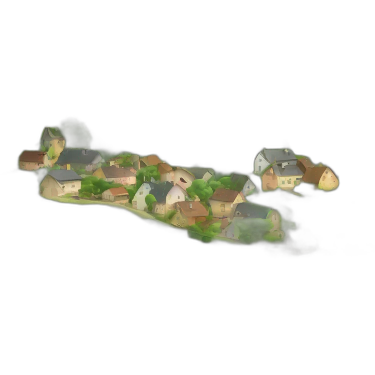 Grand village à la campagne entre les collines emoji