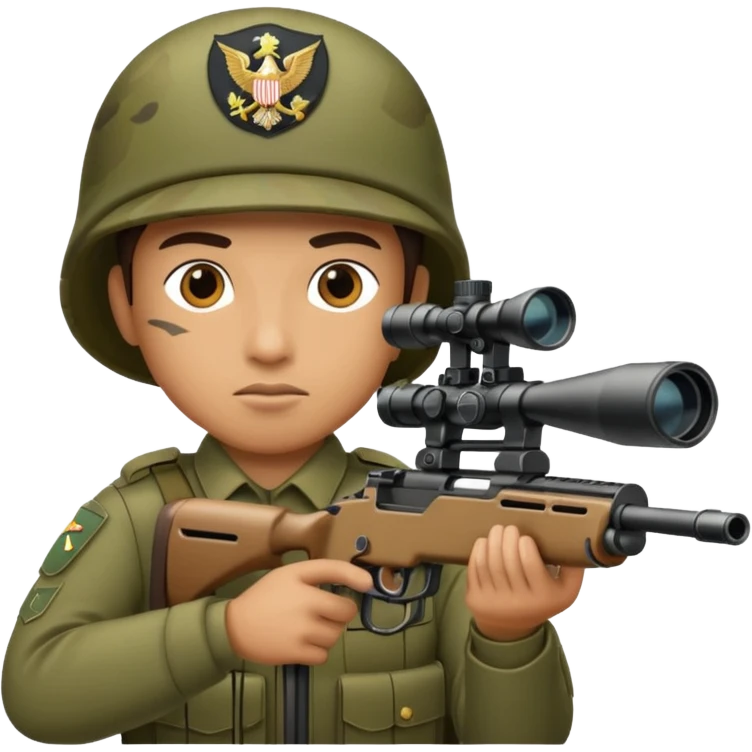 An army policeman aiming with a sniper rifle. emoji