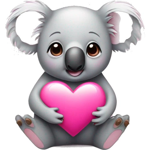 koala with pink heart emoji