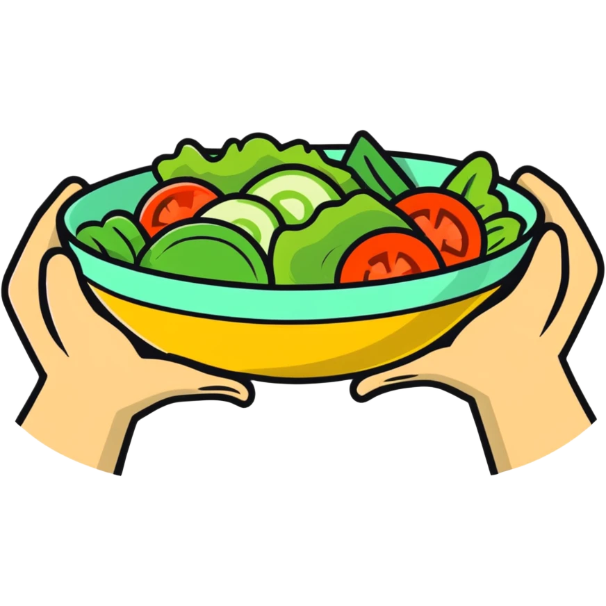 hands holding a salad bowl emoji