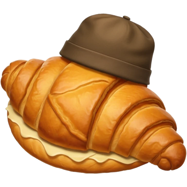 A croissant with a sole and a hat emoji