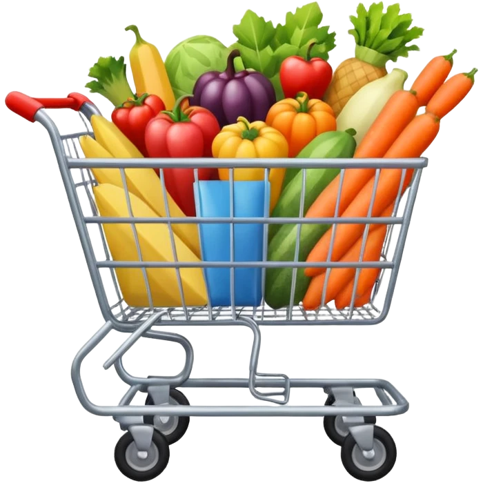 shopping cart filled with groceries emoji
