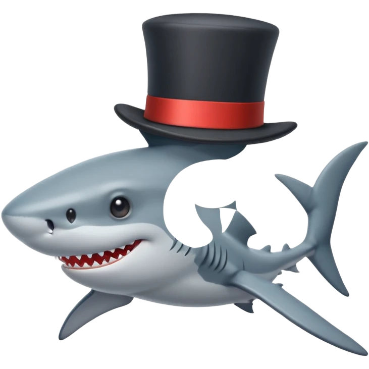 Shark with a top hat emoji