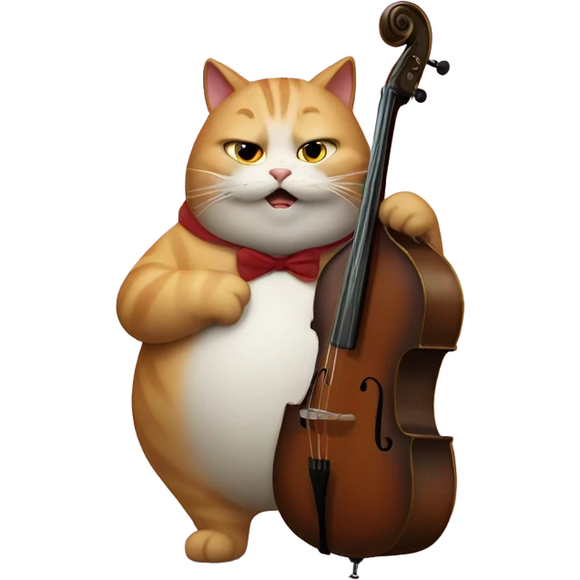 Obese cat playing double bass emoji
