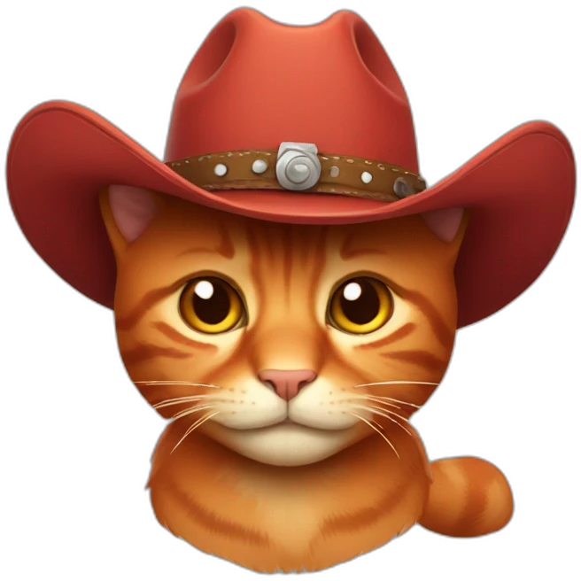 Red cat with cowboy hat emoji