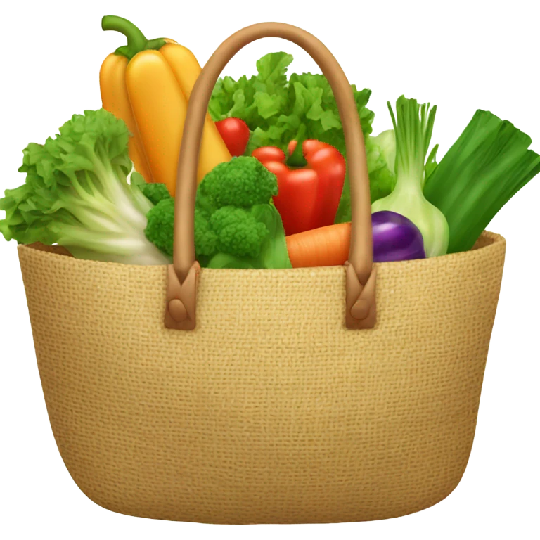 Straw circle beach bag with vegetables  emoji