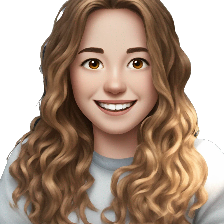 cute girl brown hair smiling emoji
