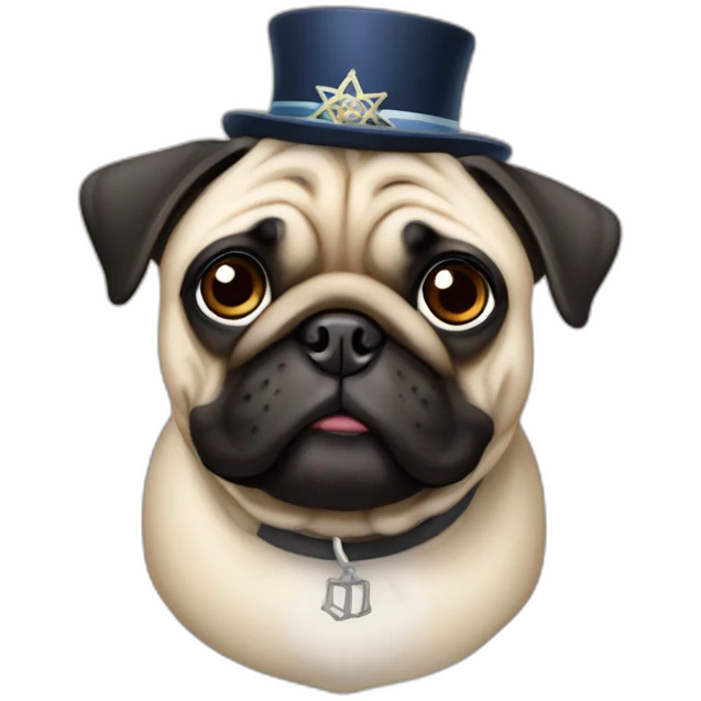 pug with jewish hat and paces emoji
