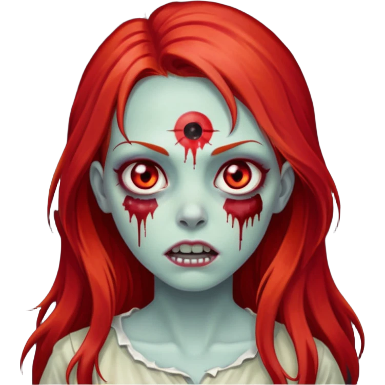 garota zumbi assustadora com o cabelo vermelho longo emoji