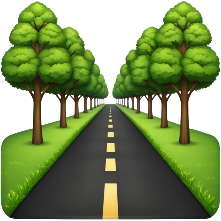 roadway with trees and Grass on the sides emoji emoji