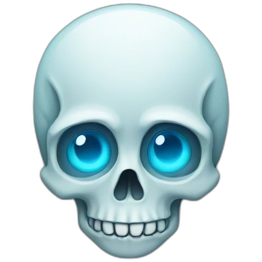 emoji of a skull with light blue eyes emoji
