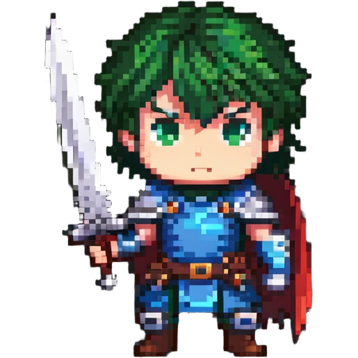 chibi hero protagonist character with sword emoji